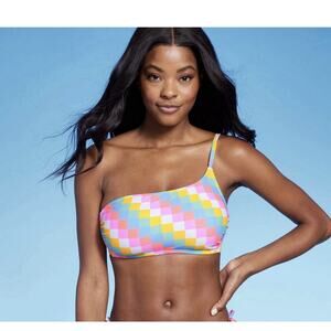 D/DD - Juniors One Shoulder Bikini Top - Xhilaration Multicolor, Padded New